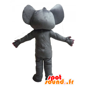 Mascotte grigio e bianco elefante, divertente e originale - MASFR22902 - Mascotte elefante