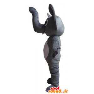 Mascot gris y blanco elefante, divertido y original - MASFR22902 - Mascotas de elefante