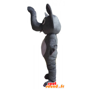 Mascotte d'éléphant gris et blanc, drôle et original - MASFR22902 - Mascottes Elephant