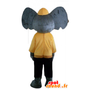 Mascot elefant grå, gul og svart antrekk - MASFR22903 - Elephant Mascot