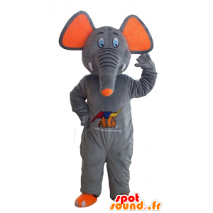 Mascot elefant grå og oransje, søt og fargerik - MASFR22904 - Elephant Mascot