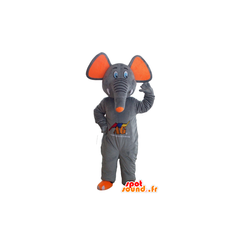 Mascota del elefante gris y naranja, lindo y colorido - MASFR22904 - Mascotas de elefante