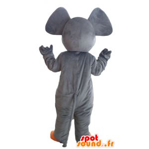 Mascot elefant grå og oransje, søt og fargerik - MASFR22904 - Elephant Mascot