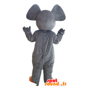 Mascot olifant grijs en oranje, leuke en kleurrijke - MASFR22904 - Elephant Mascot