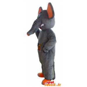 Cinza elefante mascote e laranja, bonito e colorido - MASFR22904 - Elephant Mascot