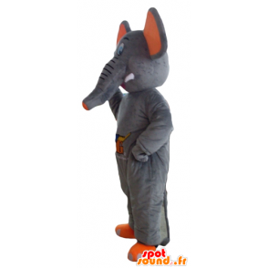 Mascotte elefante grigio e arancione, carino e colorato - MASFR22904 - Mascotte elefante