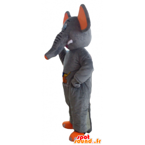 Maskottchen-Elefanten grau und orange, niedliche und bunte - MASFR22904 - Elefant-Maskottchen