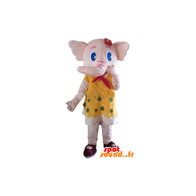 Mascota del elefante rosado, color amarillo con guisantes - MASFR22908 - Mascotas de elefante