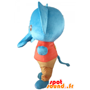 Mascot gigantiske blå elefant holde rødt og oransje - MASFR22909 - Elephant Mascot