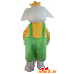 Elephant Mascot realizada amarelo e verde, com uma coroa - MASFR22910 - Elephant Mascot