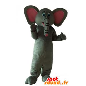 Mascot grau und rosa Elefanten, nett und sehr erfolgreich - MASFR22915 - Elefant-Maskottchen