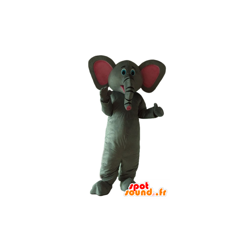 Mascot gray and pink elephant, cute and very successful - MASFR22915 - Elephant mascots