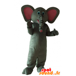Mascot grijs en roze olifant, schattig en zeer succesvol - MASFR22915 - Elephant Mascot