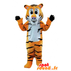 Oranje tijger mascotte, wit en zwart, gestreept - MASFR22916 - Tiger Mascottes