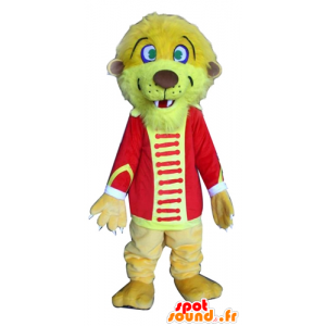Lion maskot, gul tiger, i cirkus outfit - Spotsound maskot