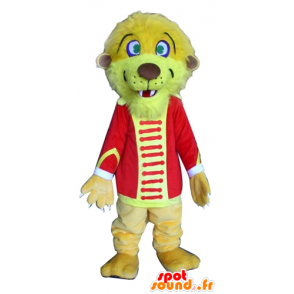 Lejonmaskot, gul tiger, i cirkusdräkt - Spotsound maskot