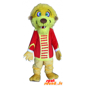 Lion maskot, gul tiger, i cirkus outfit - Spotsound maskot