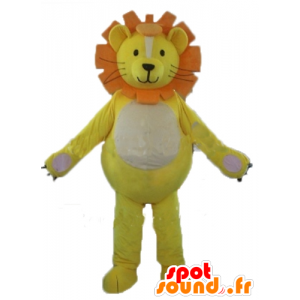 Lion mascot, lion cub, yellow, white and orange - MASFR22920 - Lion mascots
