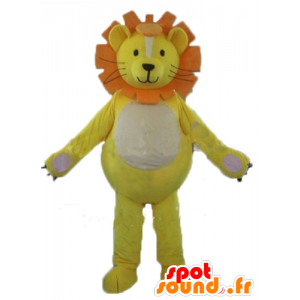 Mascotte leone, cucciolo di leone, giallo, bianco e arancio - MASFR22920 - Mascotte Leone