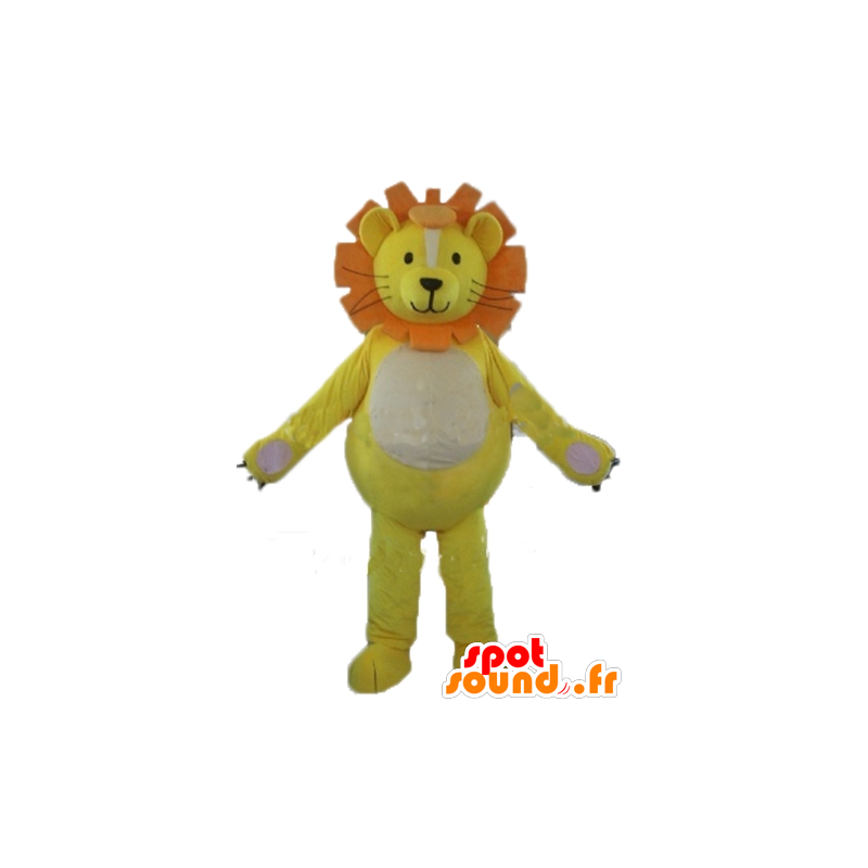 Lion mascot, lion cub, yellow, white and orange - MASFR22920 - Lion mascots