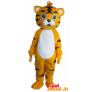 Tiger maskot, orange, hvid og sort feline - Spotsound maskot