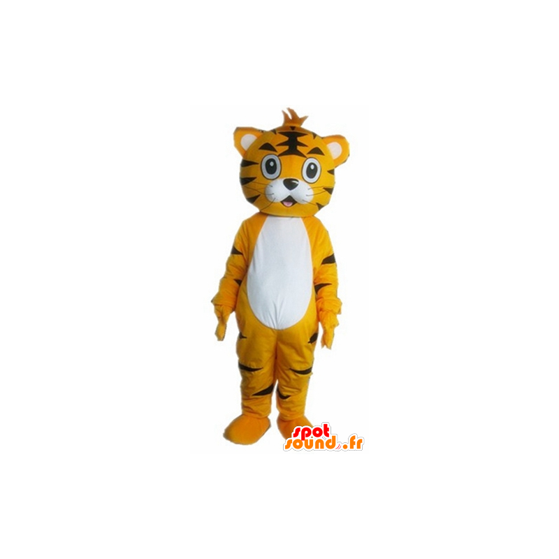 Mascotte de tigre, de félin orange, blanc et noir - MASFR22924 - Mascottes Tigre