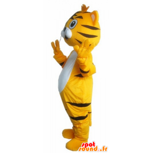 Tiger mascot, orange cat, white and black - MASFR22924 - Tiger mascots