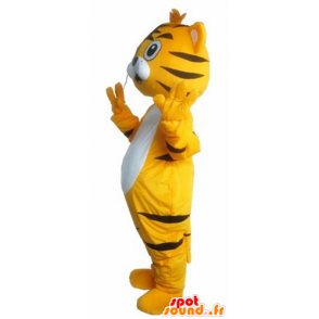 Tiger mascotte, gatto arancione, bianco e nero - MASFR22924 - Mascotte tigre