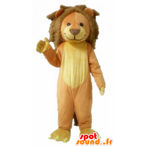 Marrom e mascote leão amarelo, doce e bonito - MASFR22925 - Mascotes leão