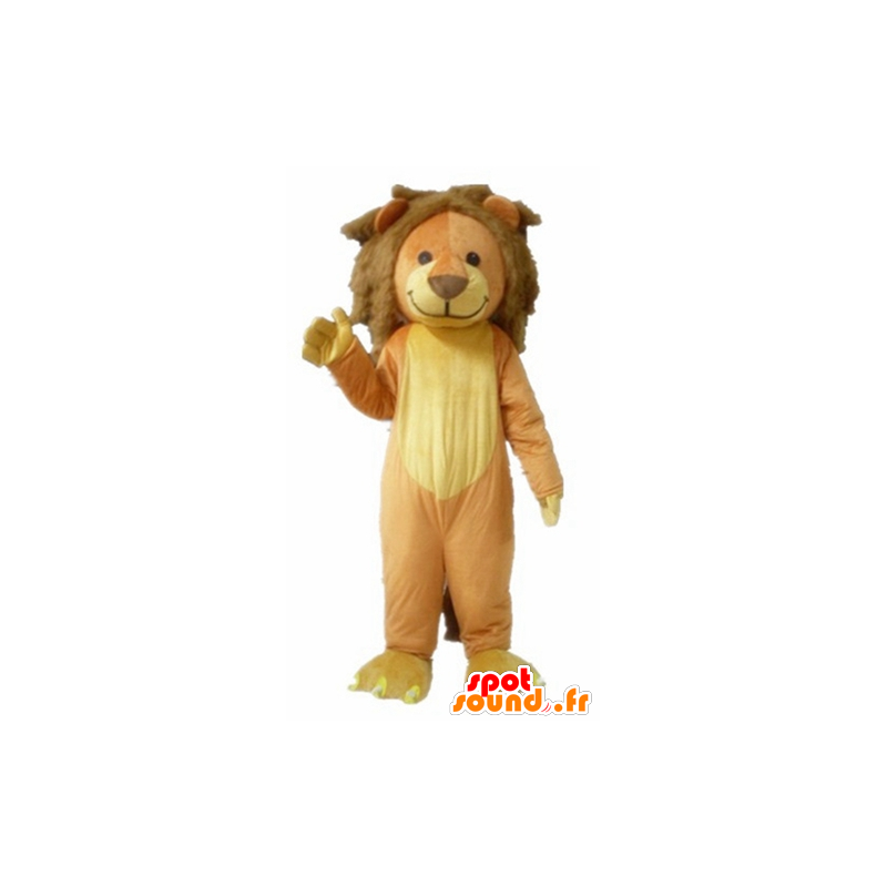Bruin en geel leeuw mascotte, lief en schattig - MASFR22925 - Lion Mascottes