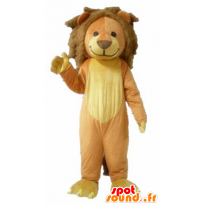 Bruin en geel leeuw mascotte, lief en schattig - MASFR22925 - Lion Mascottes