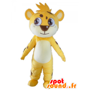 Small yellow tiger mascot, white and brown, soulful - MASFR22926 - Tiger mascots