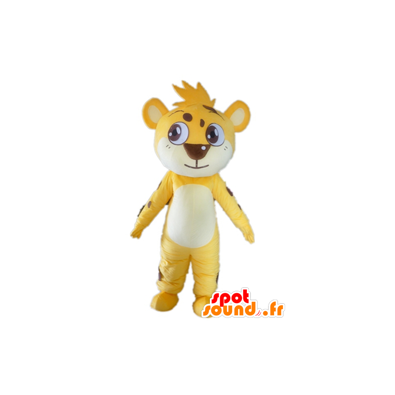 Mascot kleine gele tijger, wit en bruin, soulful - MASFR22926 - Tiger Mascottes