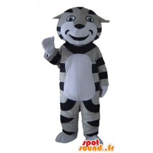 Tiger mascotte, gatto grigio, strisce in bianco e nero - MASFR22927 - Mascotte tigre