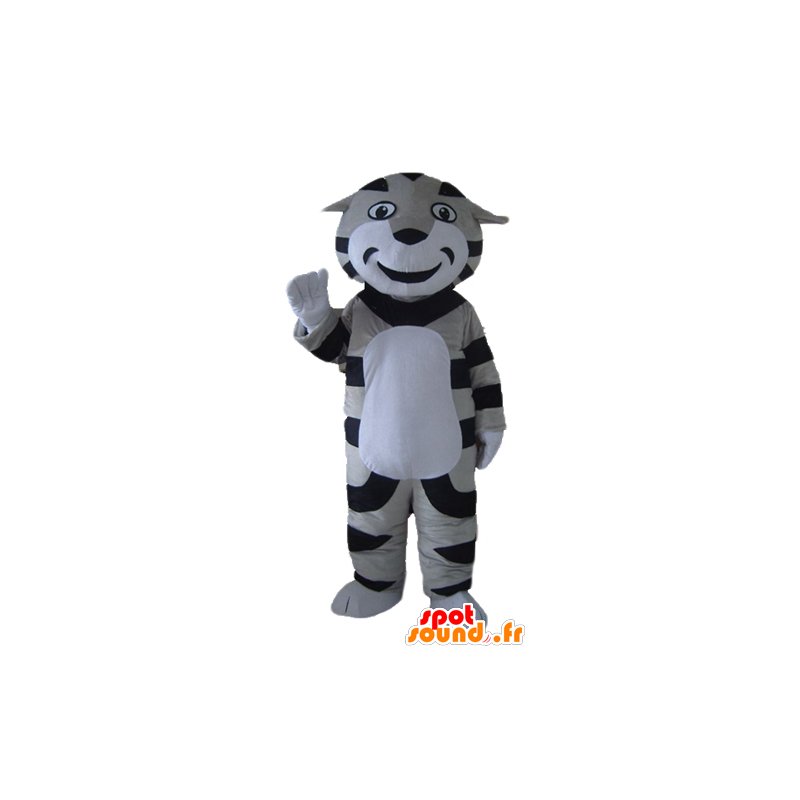 Tiger mascotte, gatto grigio, strisce in bianco e nero - MASFR22927 - Mascotte tigre