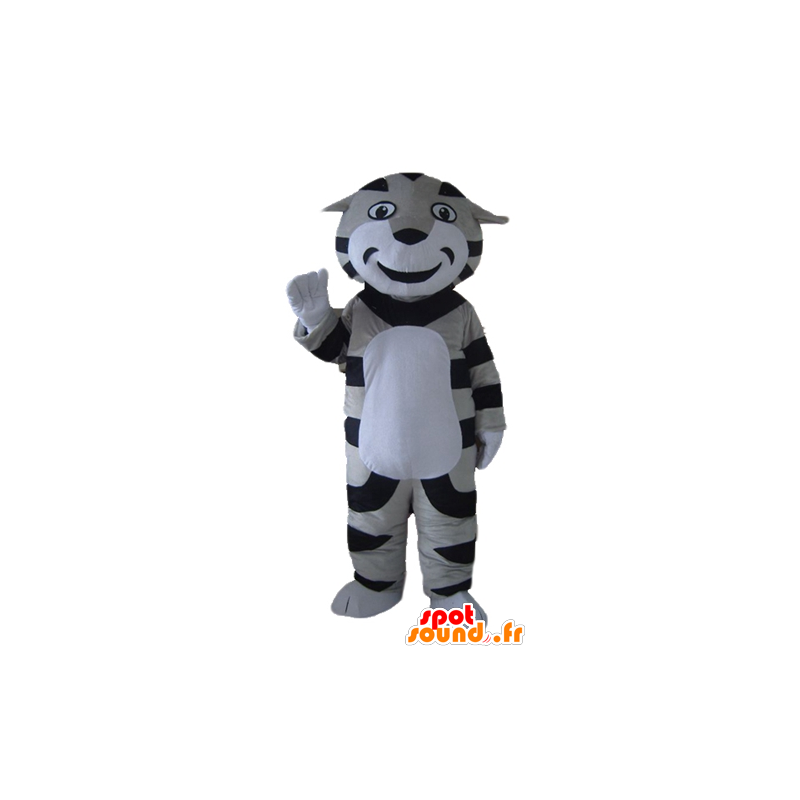 Tijger mascotte, grijze kat, zwart en wit tabby - MASFR22927 - Tiger Mascottes