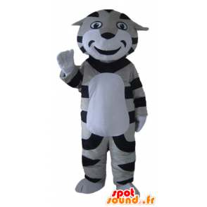 Mascote do tigre, gato cinzento, preto e branco gato malhado - MASFR22927 - Tiger Mascotes