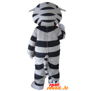 Tijger mascotte, grijze kat, zwart en wit tabby - MASFR22927 - Tiger Mascottes