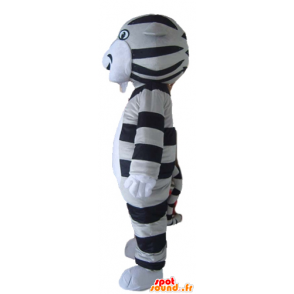 Mascotte de tigre, de chat gris, noir et blanc tigré - MASFR22927 - Mascottes Tigre
