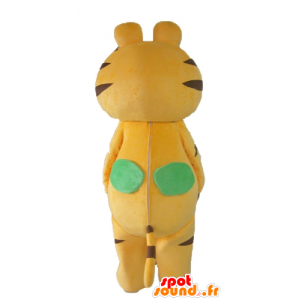 Mascotte de tigre, de chat jaune, blanc et noir, personnalisable - MASFR22929 - Mascottes Tigre