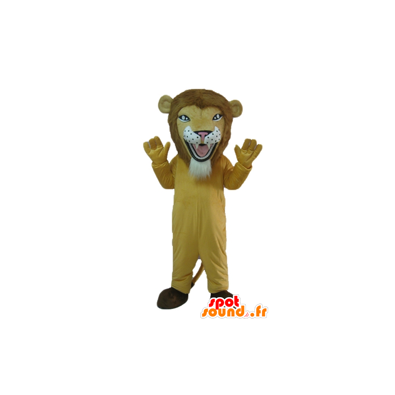 Beige lion mascot, tiger, fierce-looking - MASFR22930 - Lion mascots