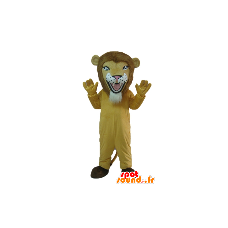 Mascotte de lion beige, de tigre, à l'air féroce - MASFR22930 - Mascottes Lion