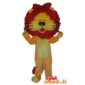 Lion Maskottchen orange, gelb und rot, mit einem hübschen Mähne - MASFR22931 - Löwen-Maskottchen