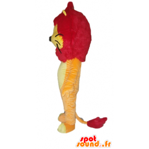 Mascotte de lion orange, jaune et rouge, avec une jolie crinière - MASFR22931 - Mascottes Lion