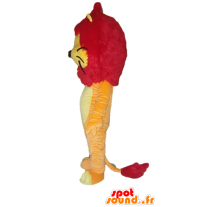 Orange, gul og rød løve maskot med en smuk manke - Spotsound