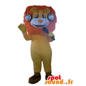 Lion Maskottchen orange, gelb und weiß, mit einer schönen Mähne - MASFR22932 - Löwen-Maskottchen