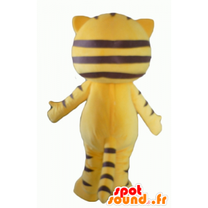 Yellow and black cat mascot, with big eyes - MASFR22933 - Cat mascots