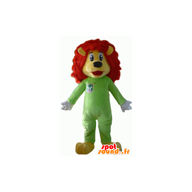 Mascot lion yellow and red, with a green combination - MASFR22935 - Lion mascots