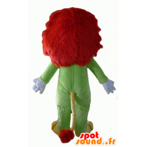 Mascotte de lion jaune et rouge, avec une combinaison verte - MASFR22935 - Mascottes Lion