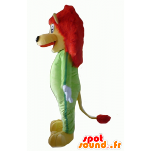 Mascot lion yellow and red, with a green combination - MASFR22935 - Lion mascots